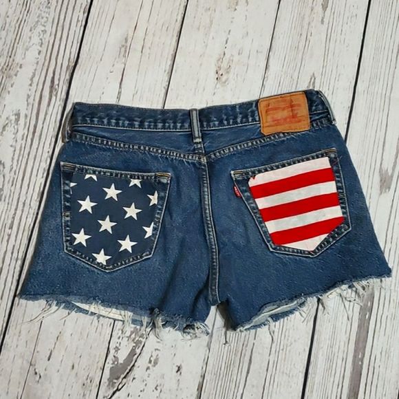 Levi's Pants - Levi Red Blue and White Shorts